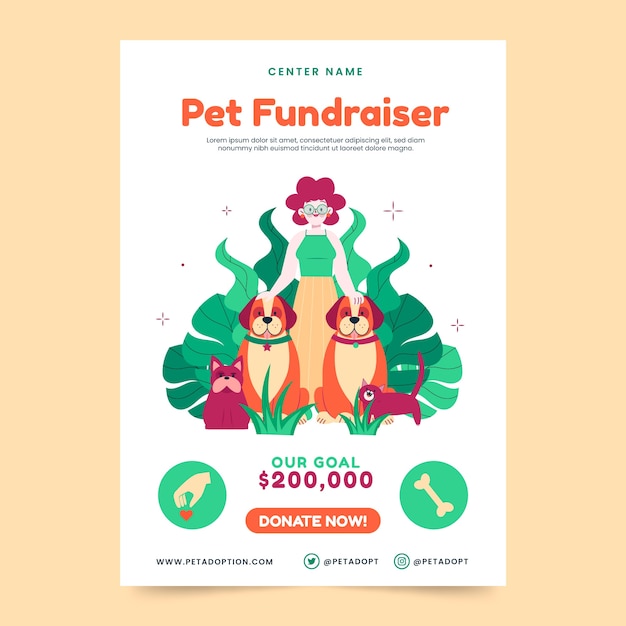 Hand drawn flat design fundraiser flyer