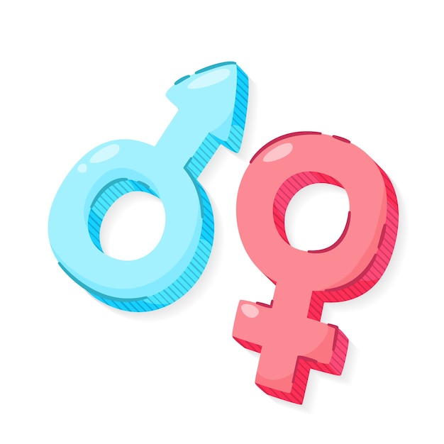 Hand drawn flat design male female symbols