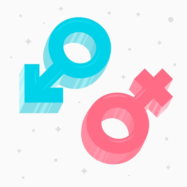 Vector hand drawn flat design male female symbols