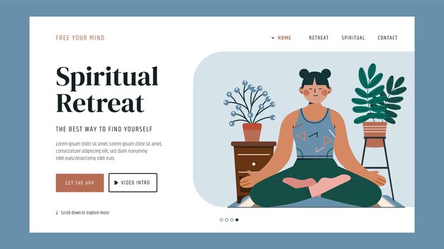 Vector hand drawn flat design retreat landing page