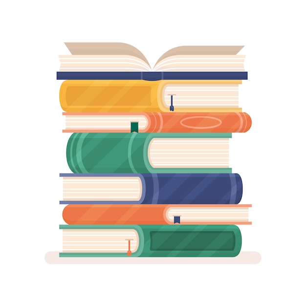 Hand drawn flat design stack of books