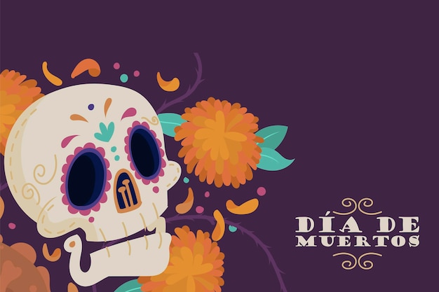 Hand drawn flat dia de muertos background