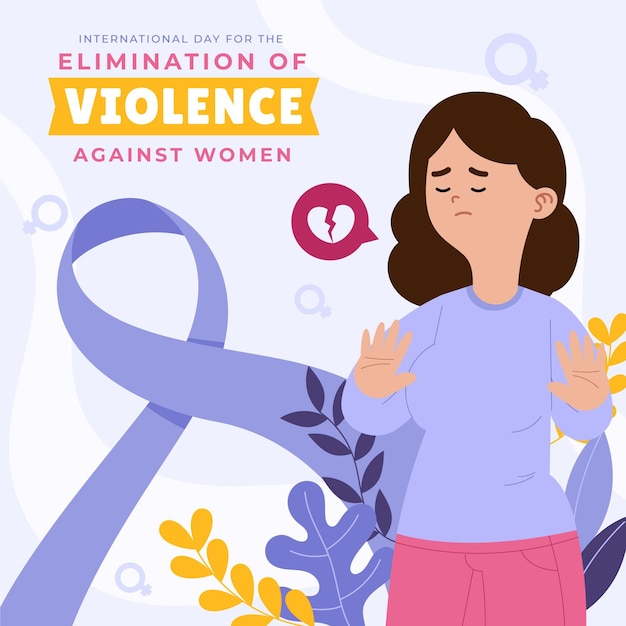 Hand drawn flat international day for the elimination of violence against women illustration