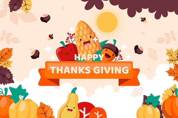 Hand drawn flat thanksgiving background