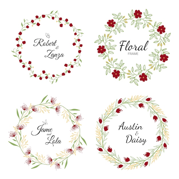 Hand drawn floral wreath collection for wedding