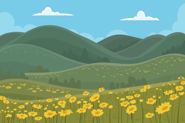 Hand drawn flower field background