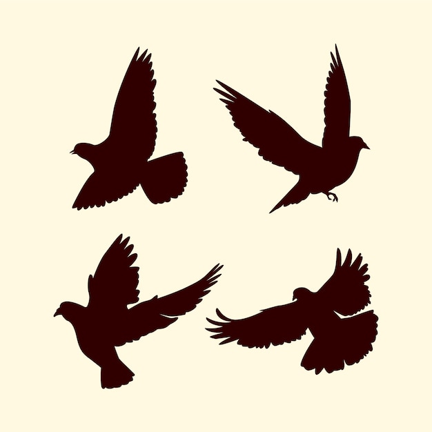 Vector hand drawn flying dove silhouette