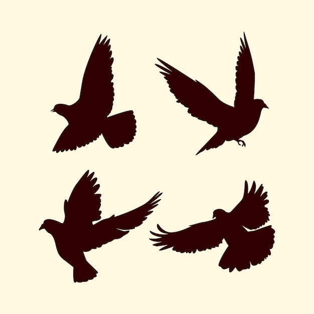 Hand drawn flying dove silhouette