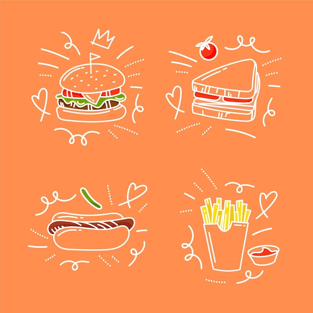 Hand drawn food doodles