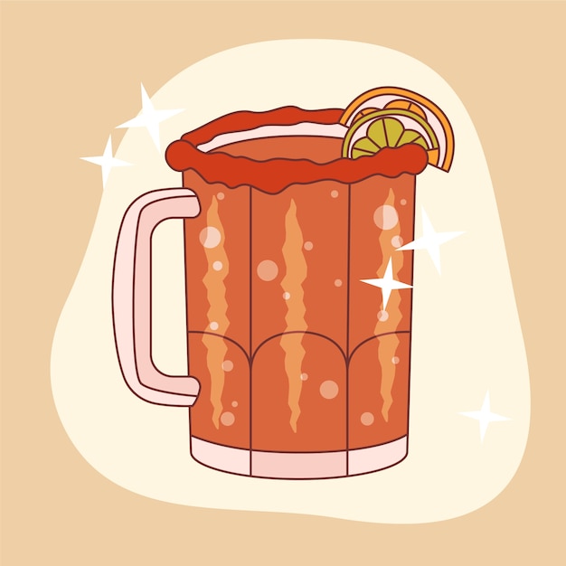 Hand drawn fresh michelada illustration