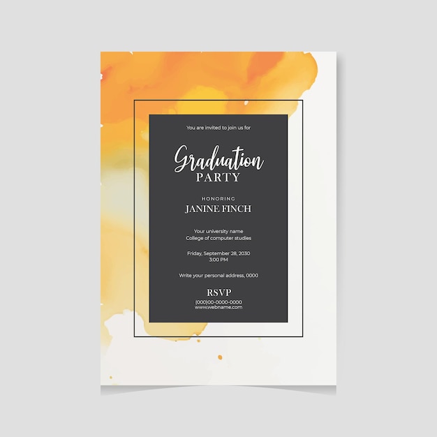 Vector hand drawn graduation invitation template