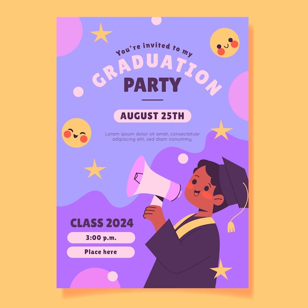 Hand drawn  graduation party invitation template