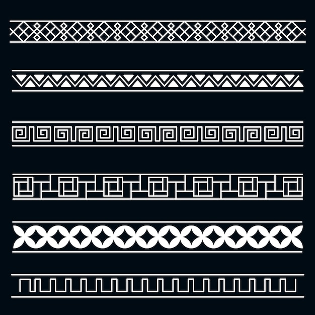 Hand drawn greek border set