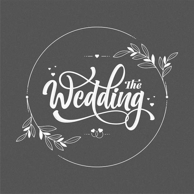 hand drawn happy wedding lettering template background