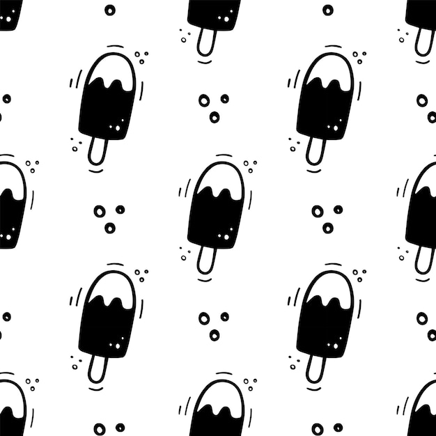 Hand drawn Ice cream seamless pattern Sketch of Ice cream Fast food illustration in doodle style