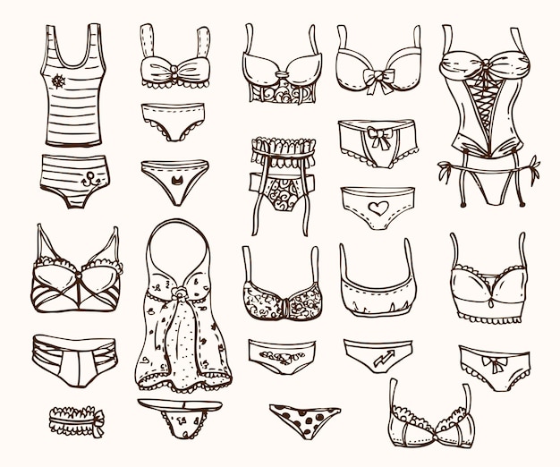 Hand drawn icons underwear