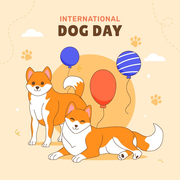 Hand drawn illustration for international dog day celebration