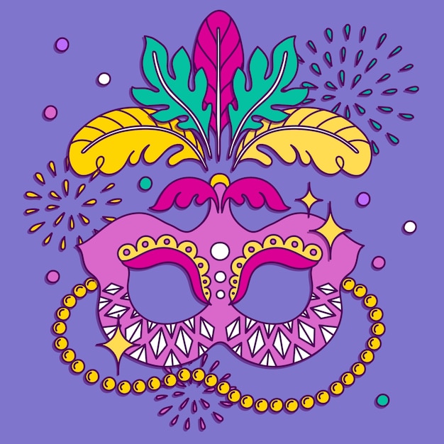 Hand drawn illustration for mardi gras festival