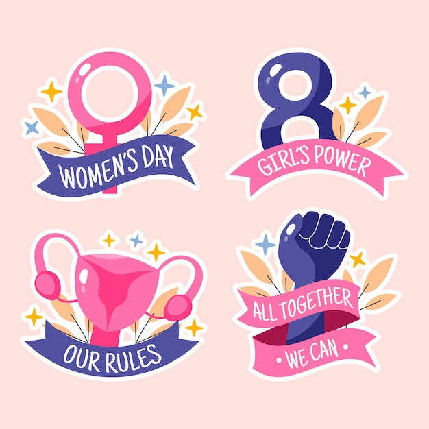 Hand drawn international women's day labels