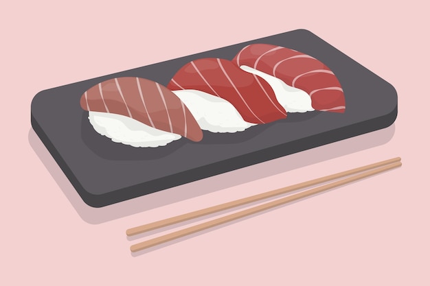 Hand drawn Japanese sushi food vector illustration