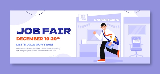 Vector hand drawn job fair  facebook cover template