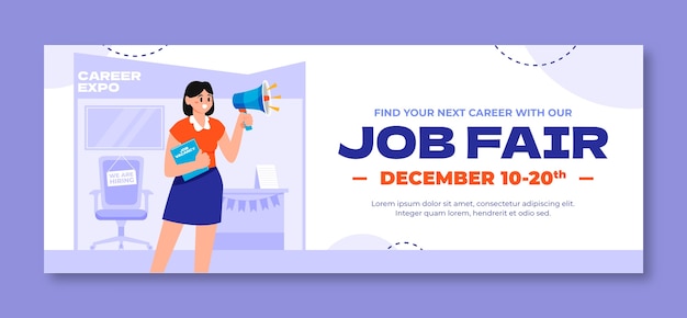 Vector hand drawn job fair  facebook cover template