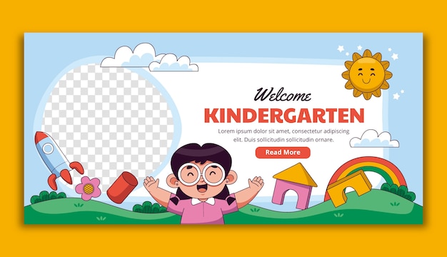 Hand drawn kindergarten banner template