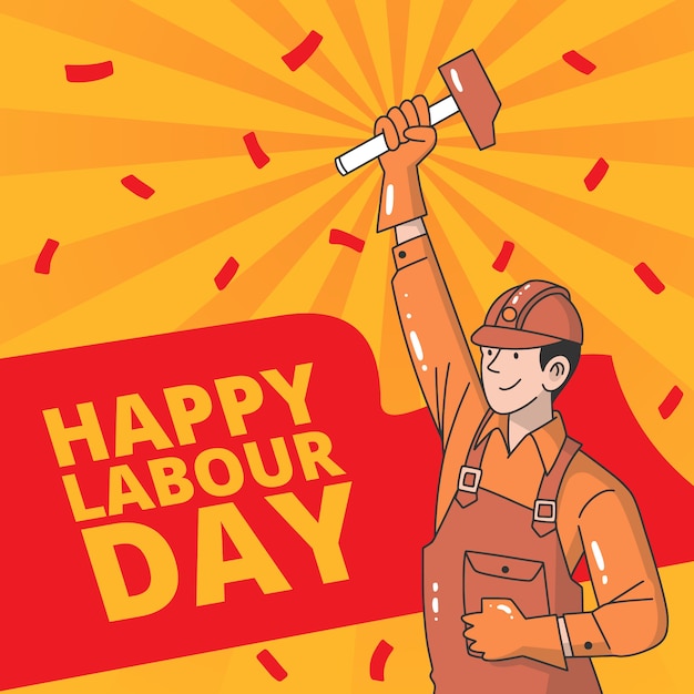 Vector hand-drawn labour day theme