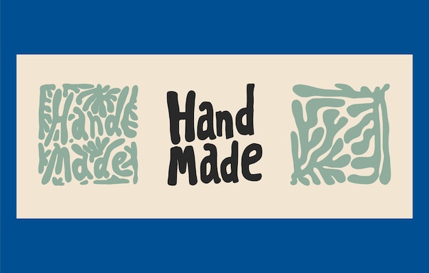 Vector hand drawn matisse style handmade written leaf set