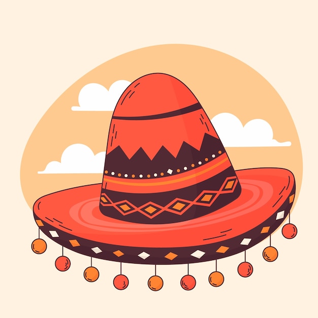 Hand drawn mexican hat cartoon illustration