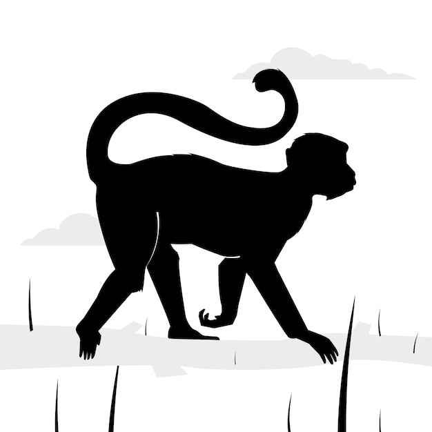 Hand drawn monkey  silhouette