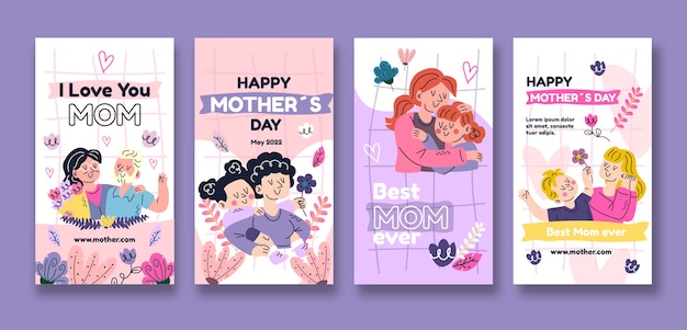 Hand drawn mother's day template