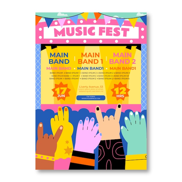 Vector hand drawn music festival poster