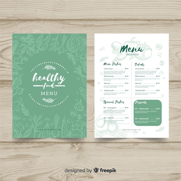 Hand drawn organic menu template