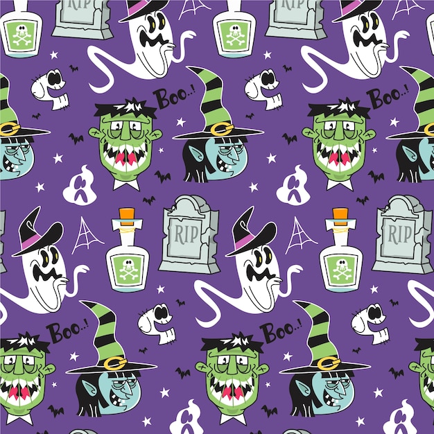 Hand drawn pattern design for halloween celebration