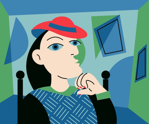 Vector hand drawn picasso style illustration