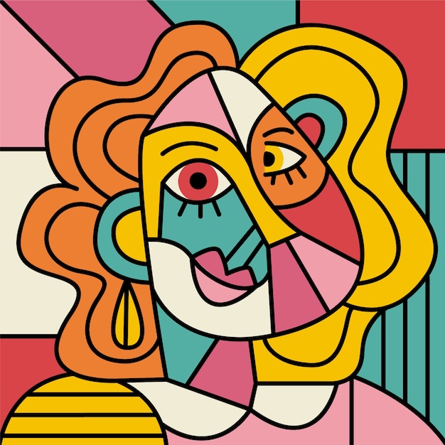 Vector hand drawn picasso style illustration