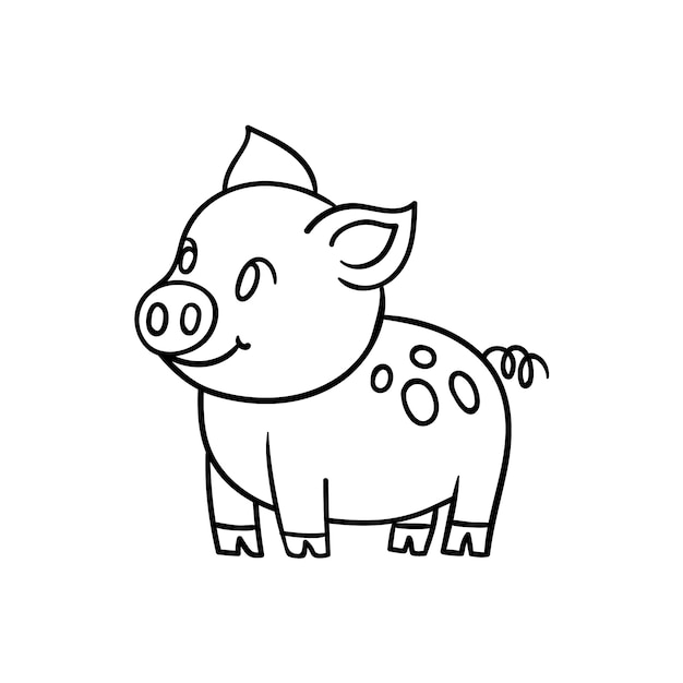 Hand drawn pig outline illustration