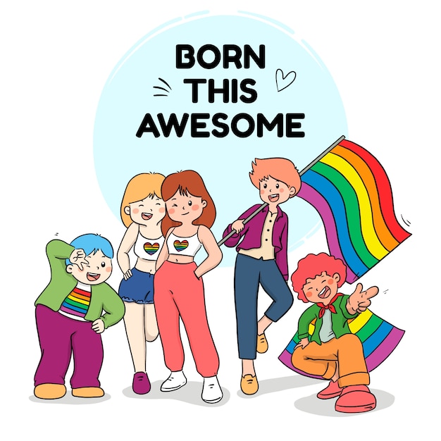 Hand drawn pride month lgbt illustration