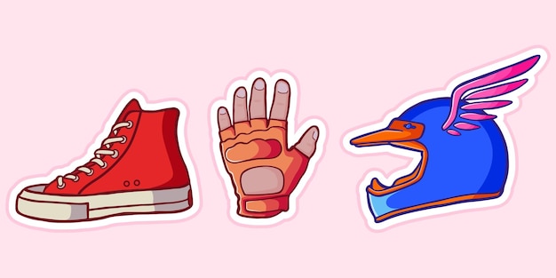 Vector hand drawn racer stickers pack