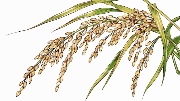 Vector hand drawn rice plant ears vector illustration