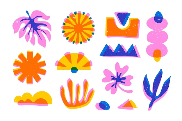 Vector hand drawn risograph element collection