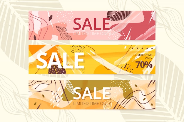 Vector hand drawn sale banner set