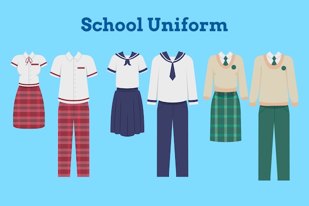 Vector hand drawn school uniform element collection