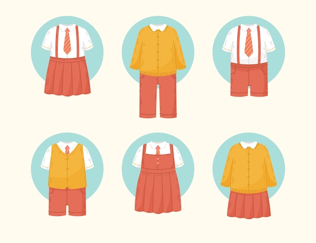 Vector hand drawn school uniform element collection