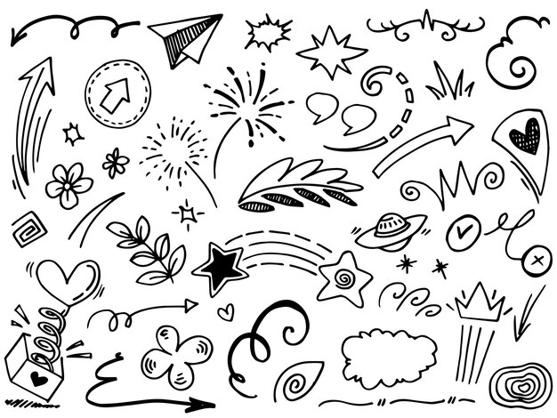 Hand drawn set elements for concept design vector illustration