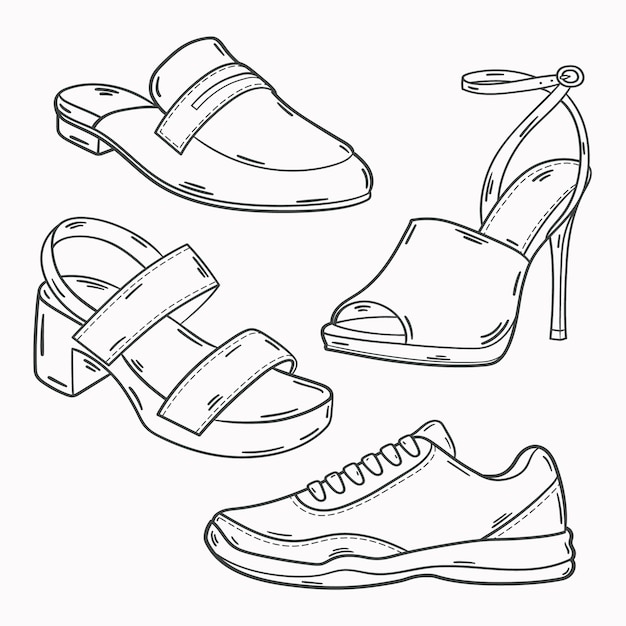 Hand drawn shoe  outline illustration