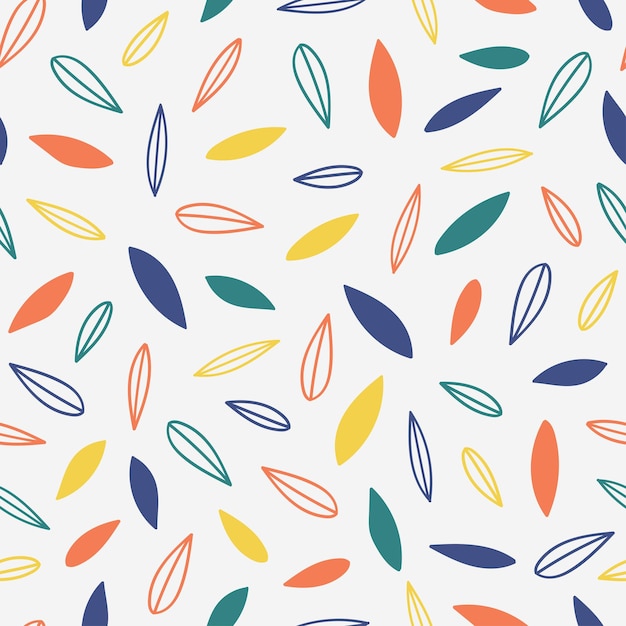 Hand drawn simple cute pattern of colorful abstract leaves for backgrounds textile clothing