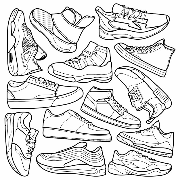 Hand Drawn Sneaker doodle vector line art