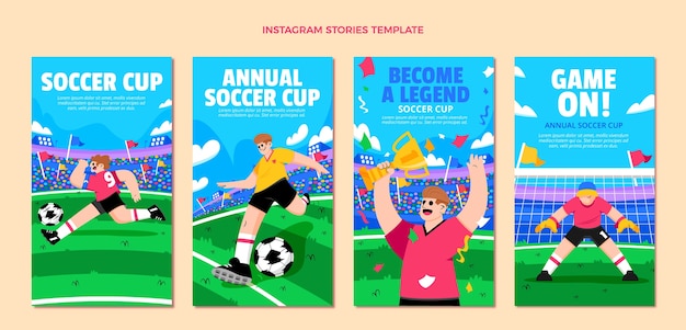 Vector hand drawn soccer cup instagram stories